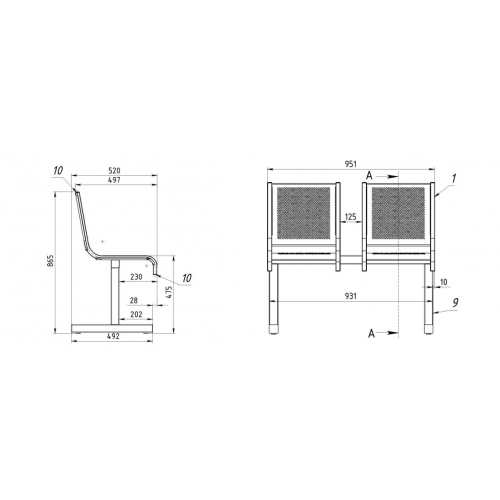 Секция из 2-x стульев СП1
